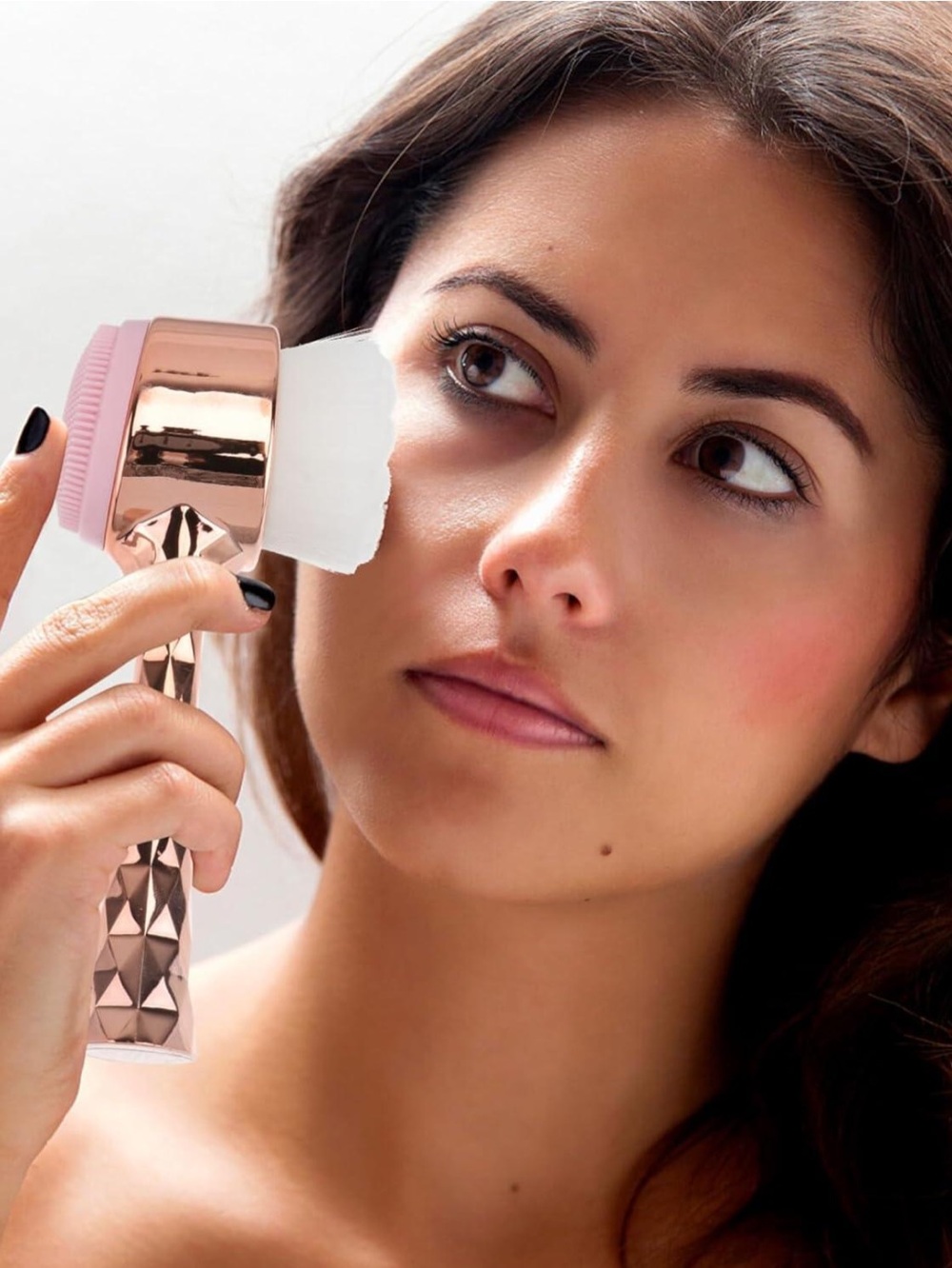 Woman’s Rose Gold Facial Cleansing Brush with Pink Silicone Pad
